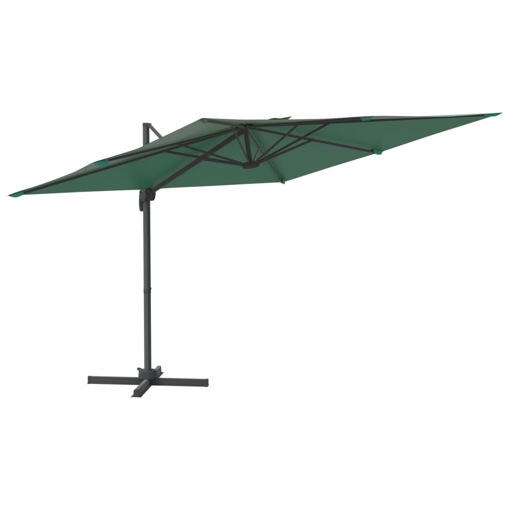 vidaXL Guarda-sol cantilever com poste alumínio 300x300 cm verde