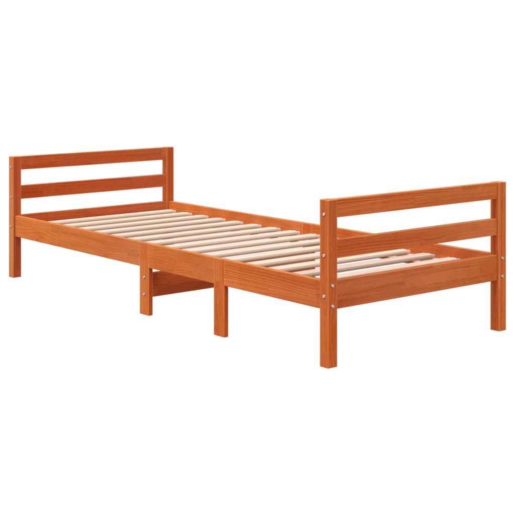 vidaXL Cama sem colchão 75x190 cm madeira de pinho maciça castanho-mel