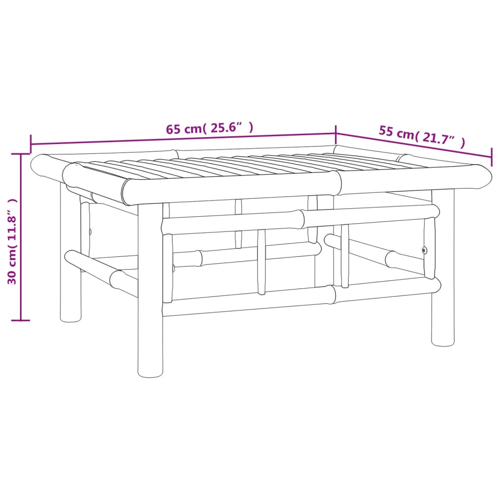 vidaXL 4 pcs conjunto lounge de jardim bambu c/ almofadões branco nata