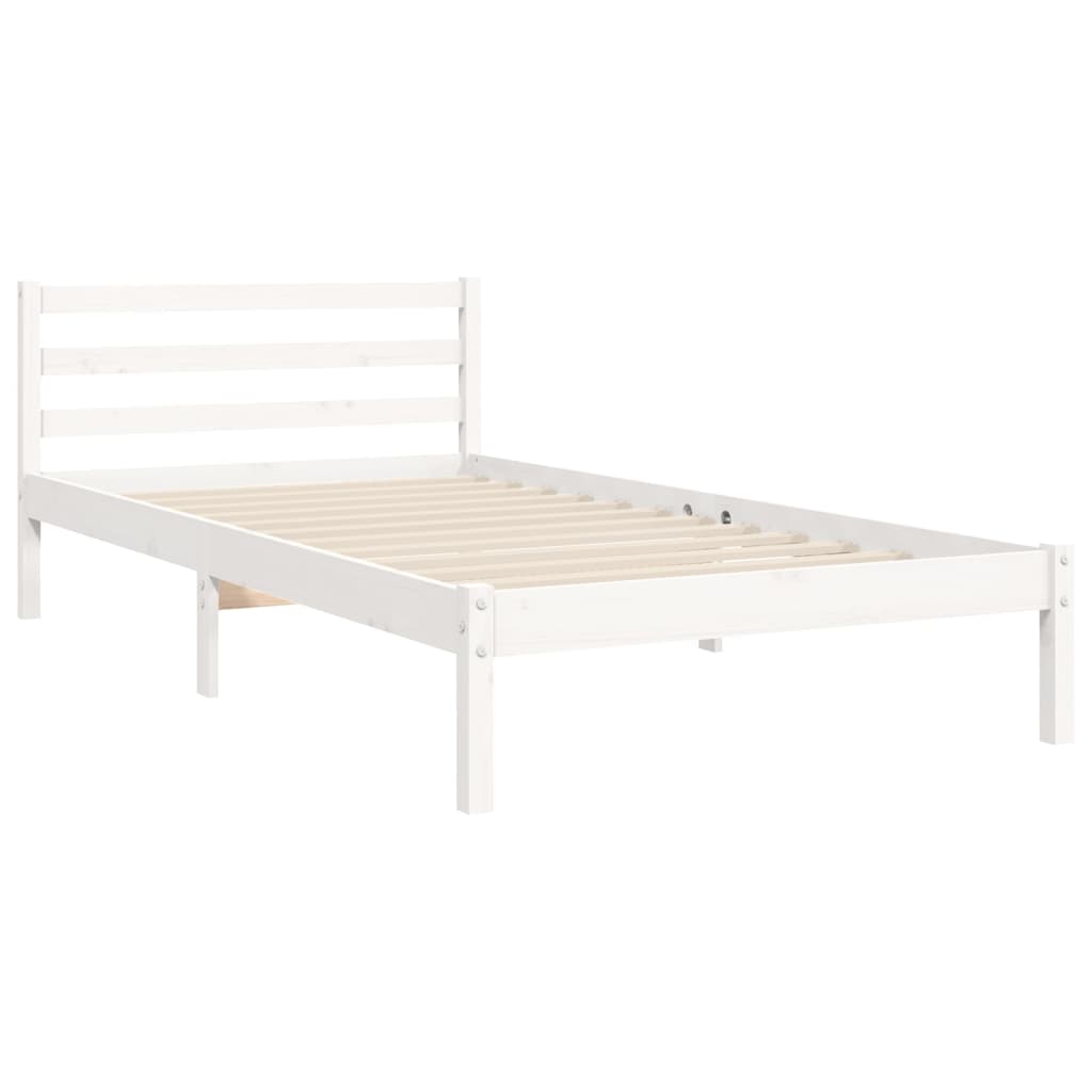 vidaXL Estrutura de cama com cabeceira 100x200cm madeira maciça branco