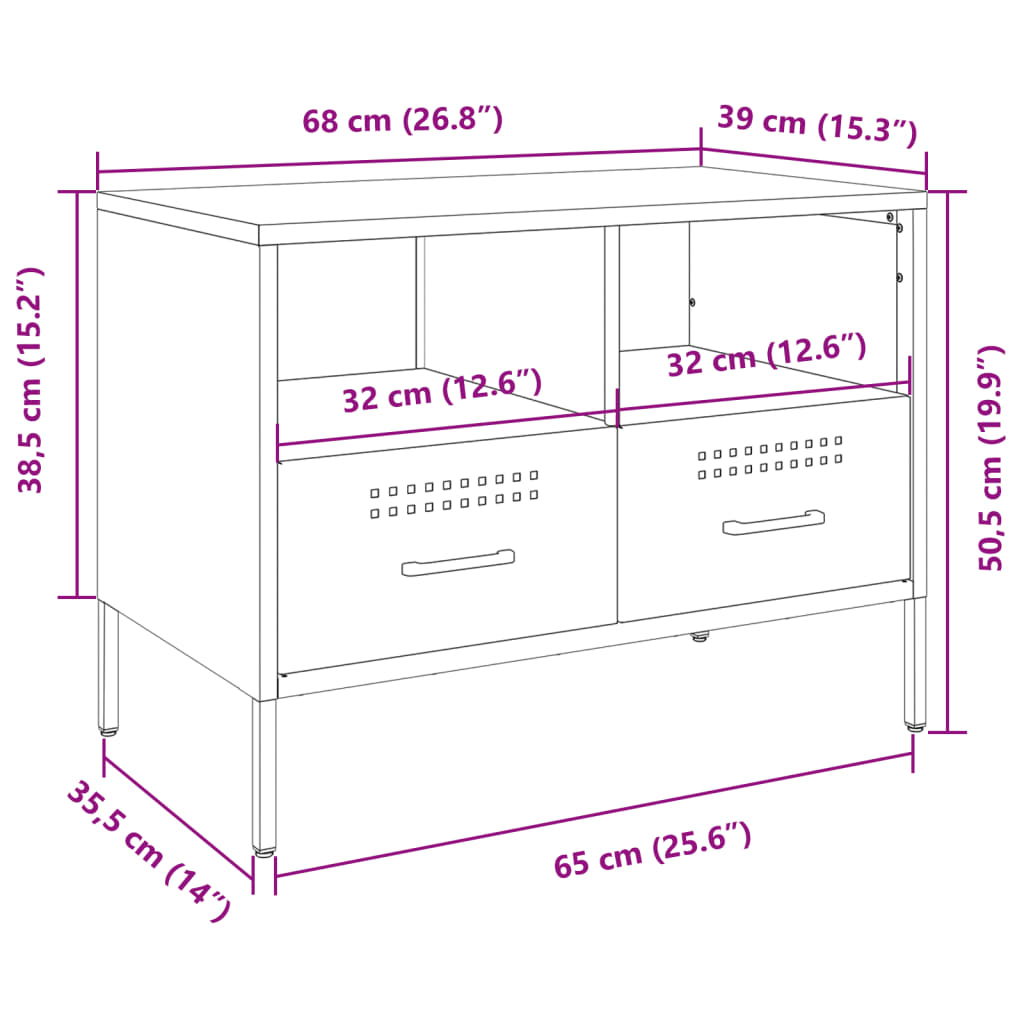 vidaXL Móvel de TV 68x39x50,5 cm aço amarelo mostarda