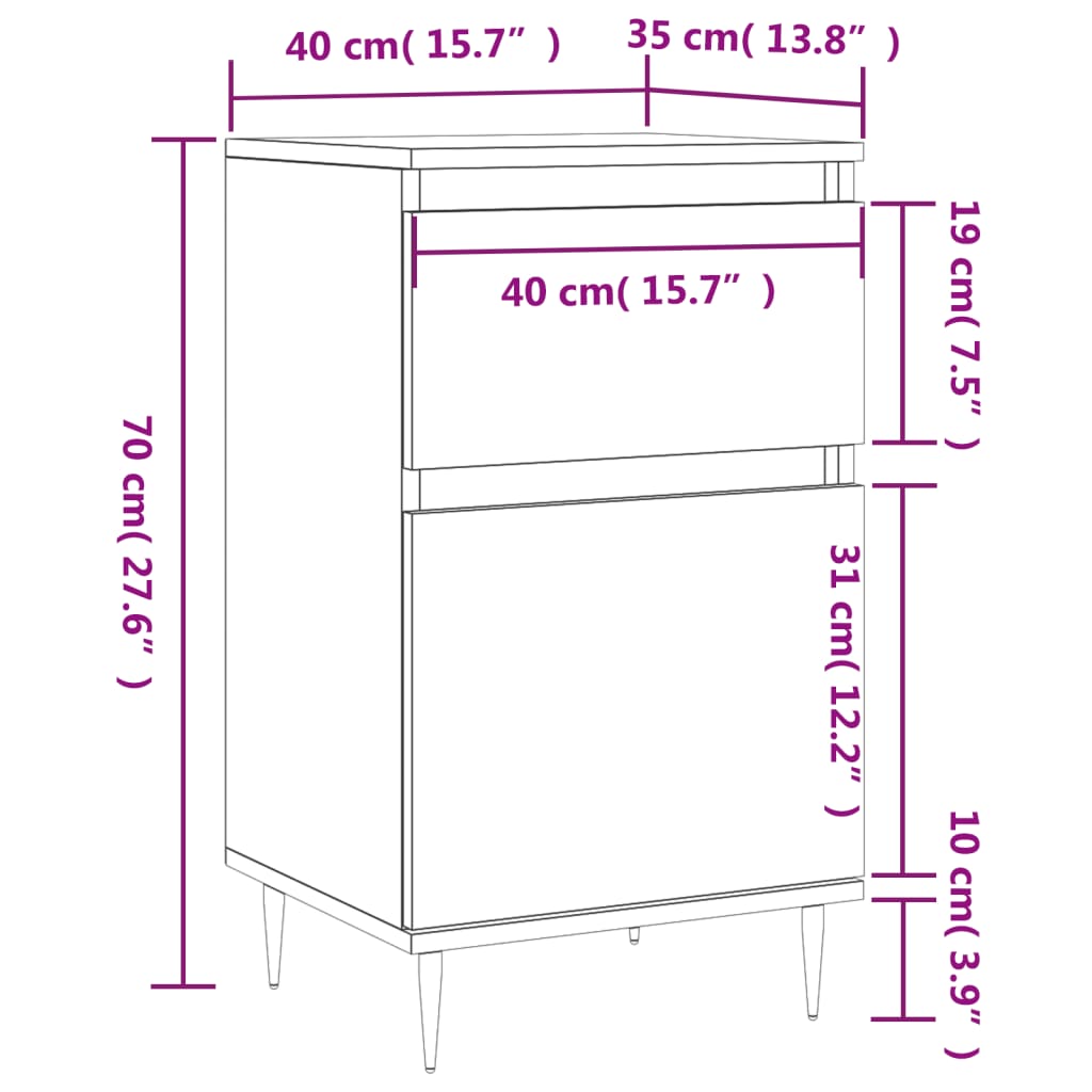 vidaXL Aparador 40x35x70 cm derivados de madeira cinzento sonoma