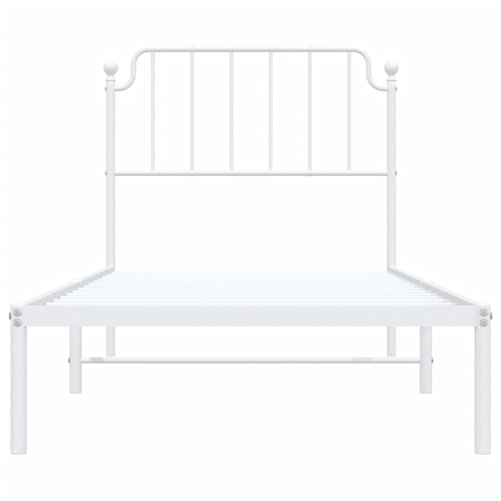 vidaXL Estrutura de cama com cabeceira 90x200 cm metal branco