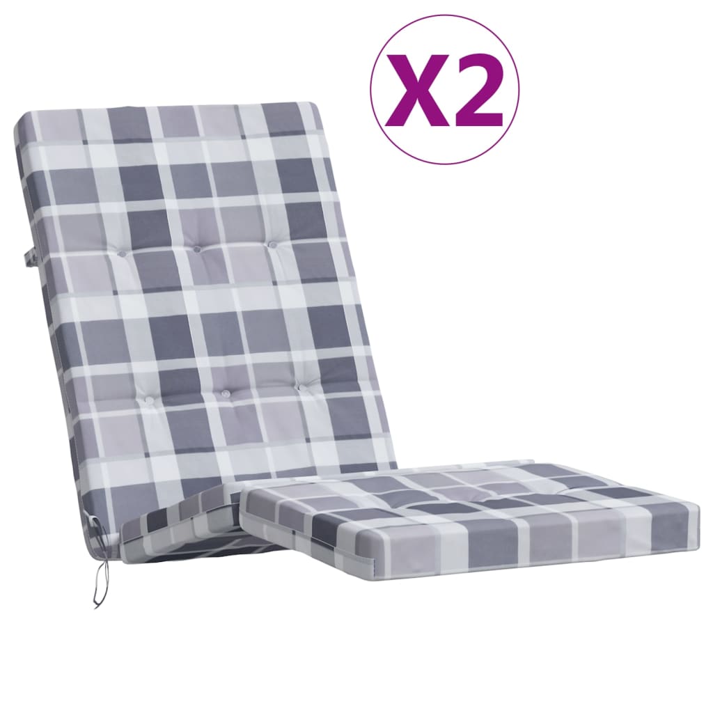 vidaXL Almofadões p/ cadeira terraço 2 pcs tecido oxford xadrez cinza