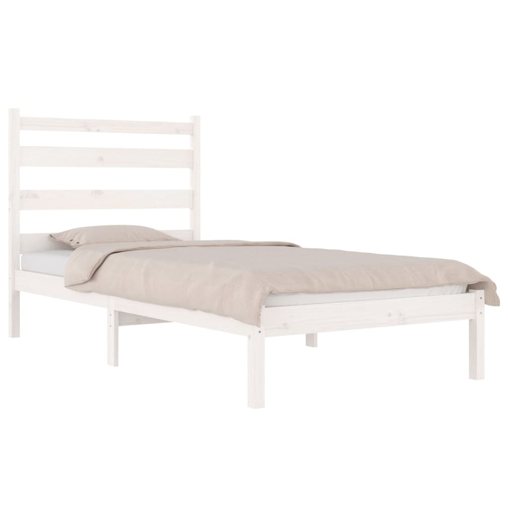 vidaXL Estrutura de cama 100x200 cm pinho maciço branco