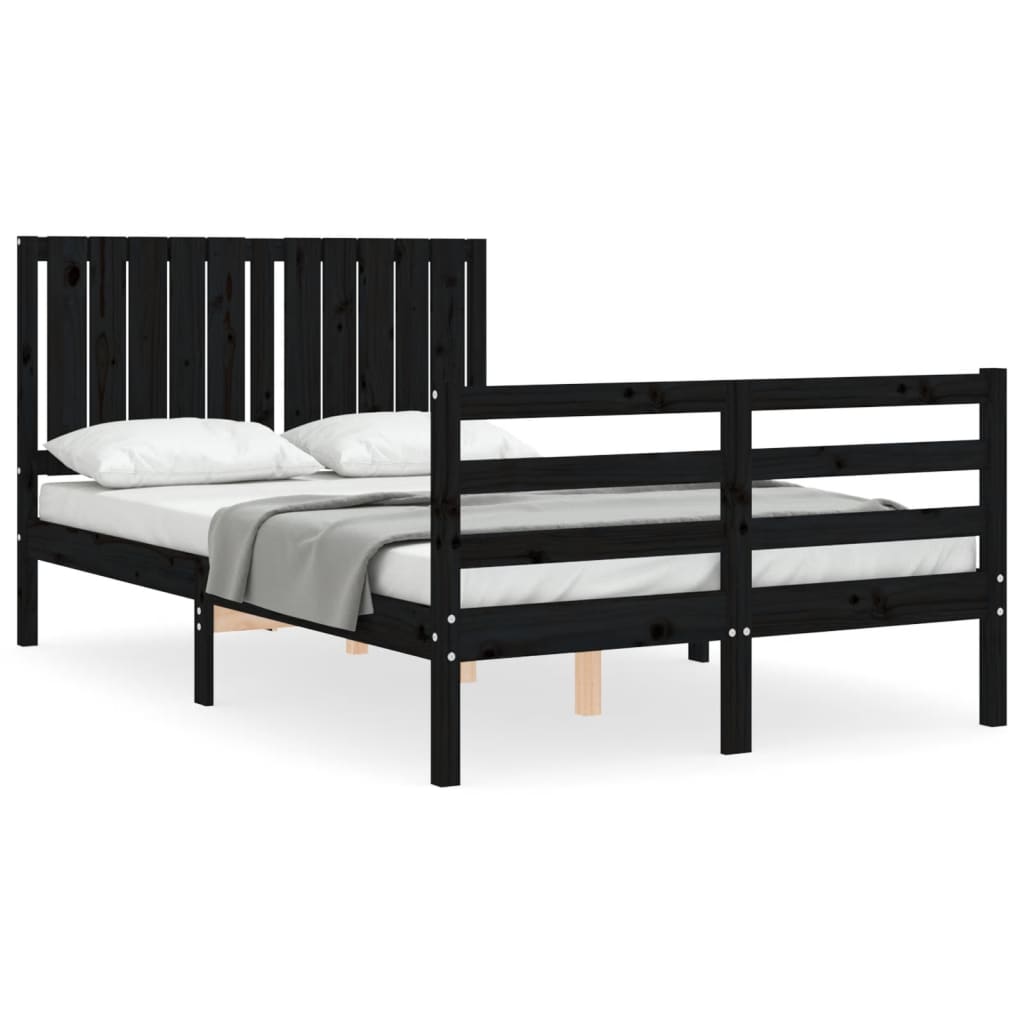 vidaXL Estrutura de cama com cabeceira 120x200cm madeira maciçao preto