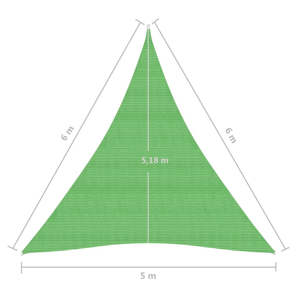 vidaXL Para-sol estilo vela 160 g/m² 5x6x6 m PEAD verde-claro