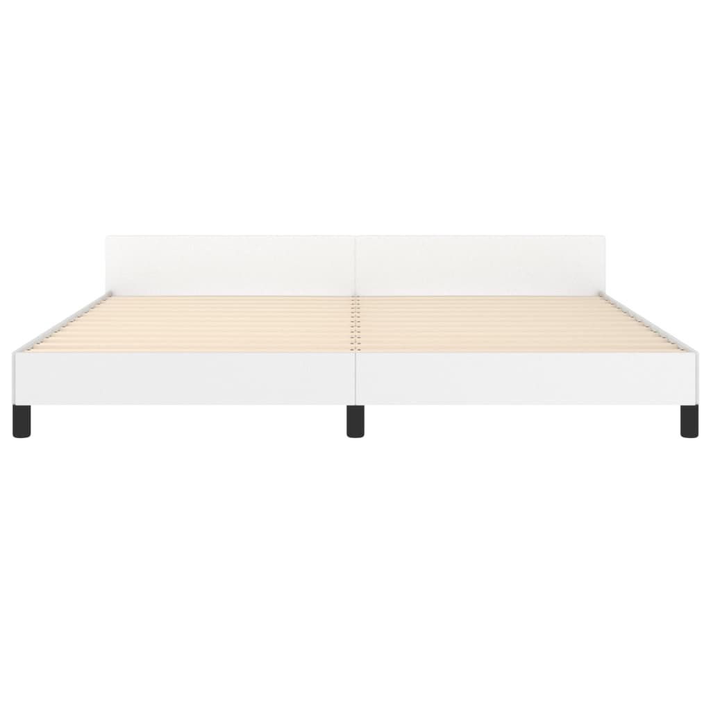 vidaXL Estrutura cama c/ cabeceira couro artificial 200x200 cm branco