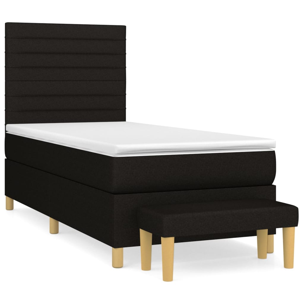 vidaXL Cama com molas/colchão 90x190 cm tecido preto