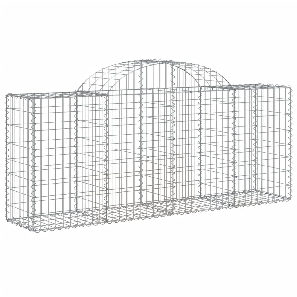 vidaXL Cestos gabião arqueados 7 pcs 200x50x80/100cm ferro galvanizado