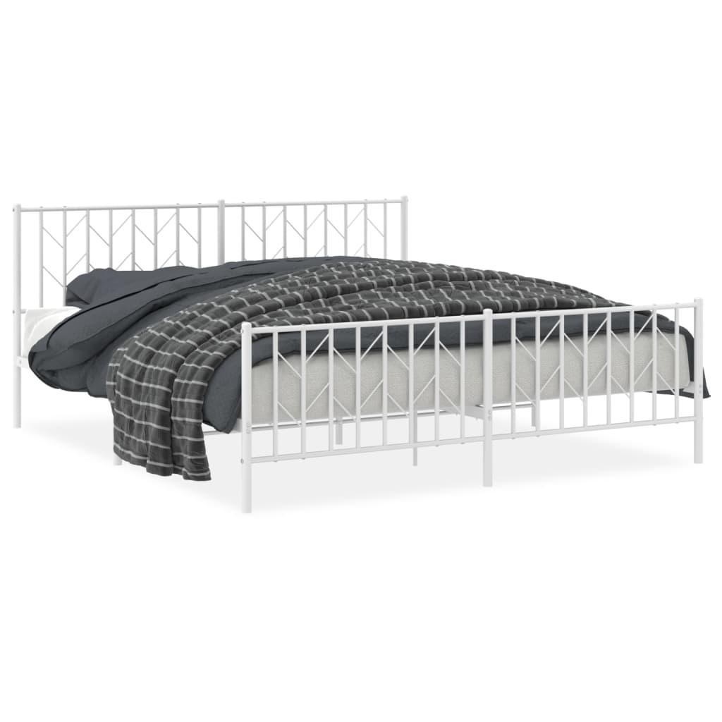 vidaXL Estrutura de cama com cabeceira e pés 183x213 cm metal branco