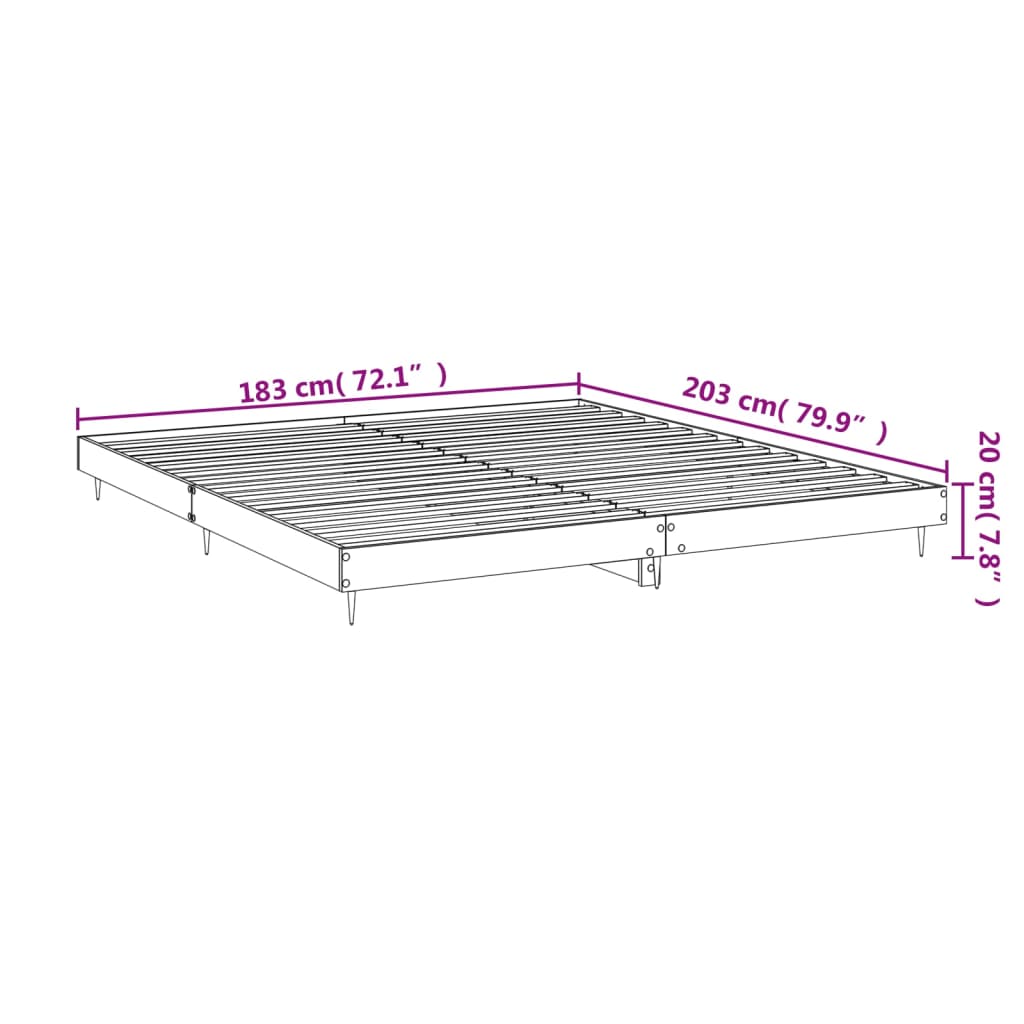 vidaXL Estrutura de cama 180x200cm derivados madeira carvalho castanho