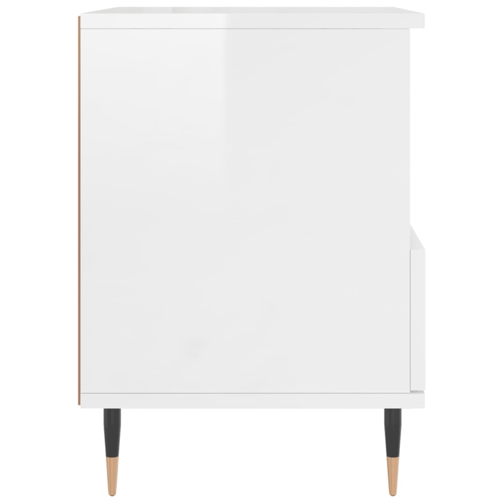 vidaXL Mesa de cabeceira 40x35x50cm derivados madeira branco brilhante