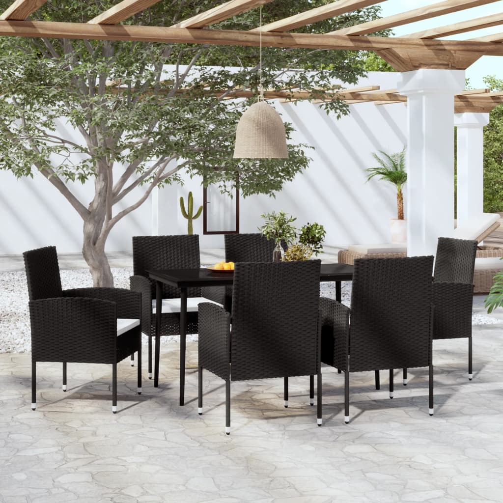 vidaXL 7 pcs conjunto de jantar para jardim preto