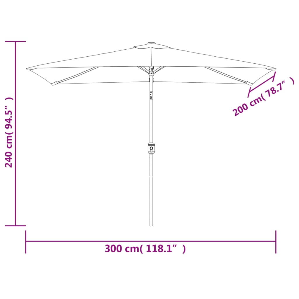 vidaXL Guarda-sol 200 x 300 cm retangular branco areia