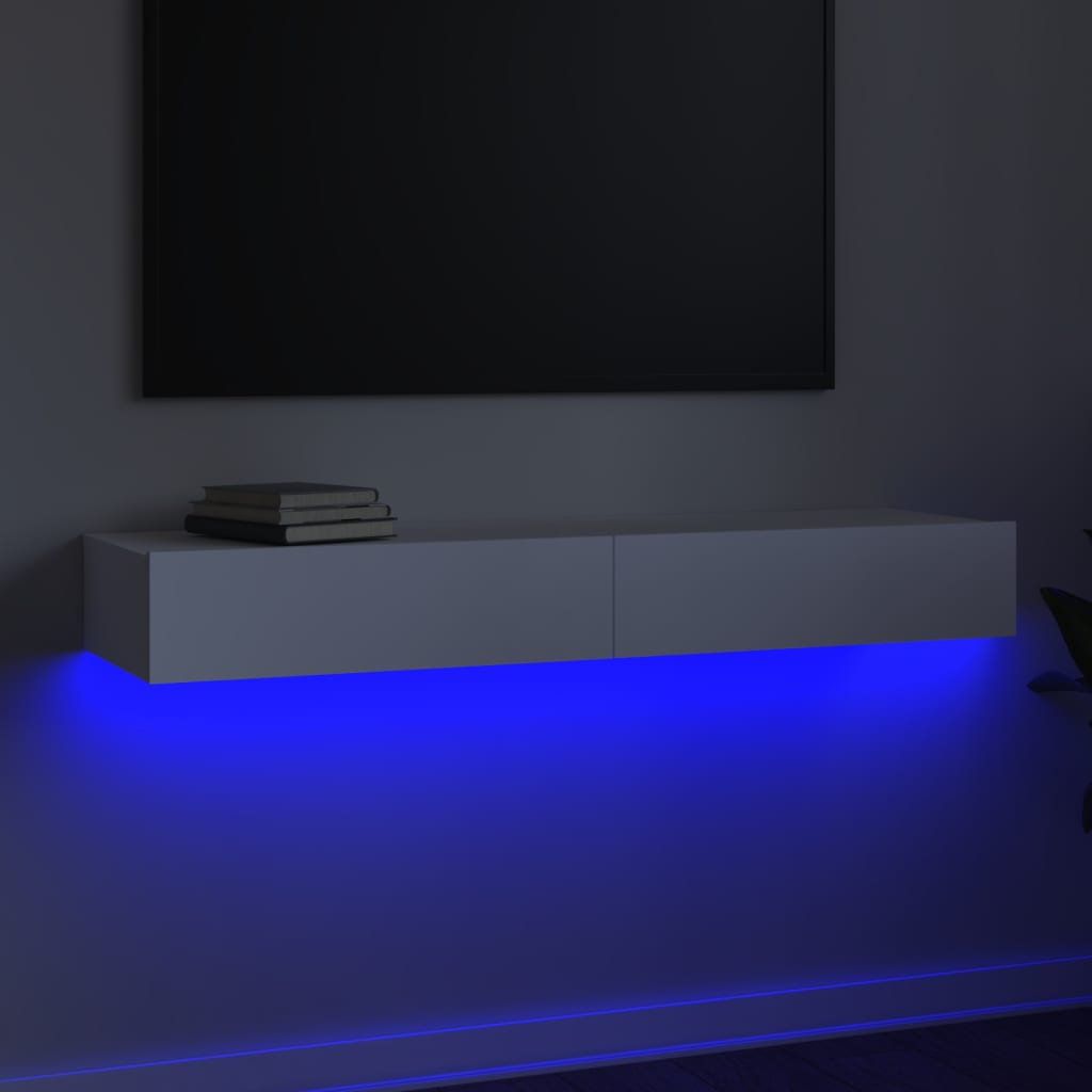 vidaXL Móvel de TV com luzes LED 120x35x15,5 cm branco