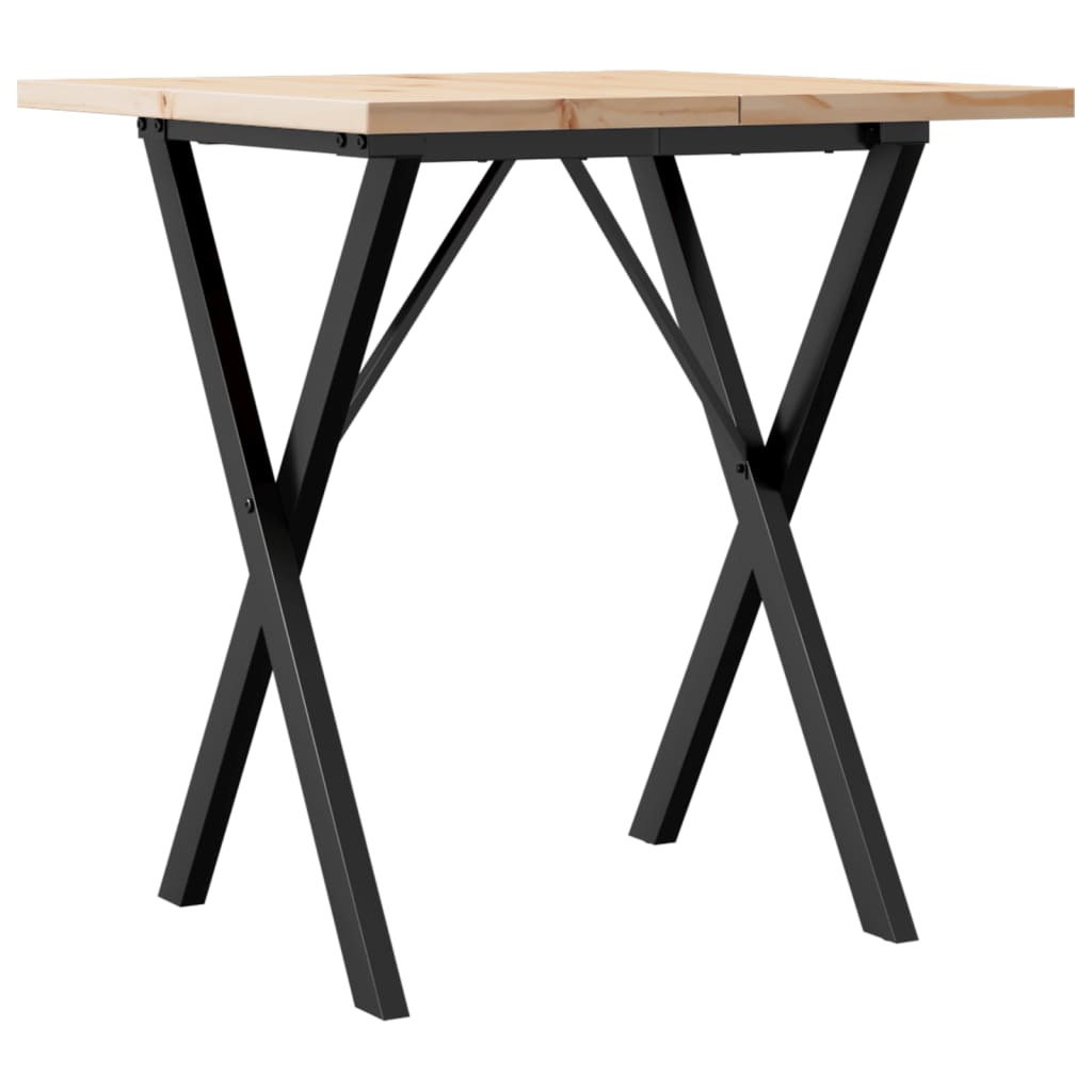 vidaXL Mesa de jantar estrutura em X 70x70x75,5 cm pinho/ferro fundido