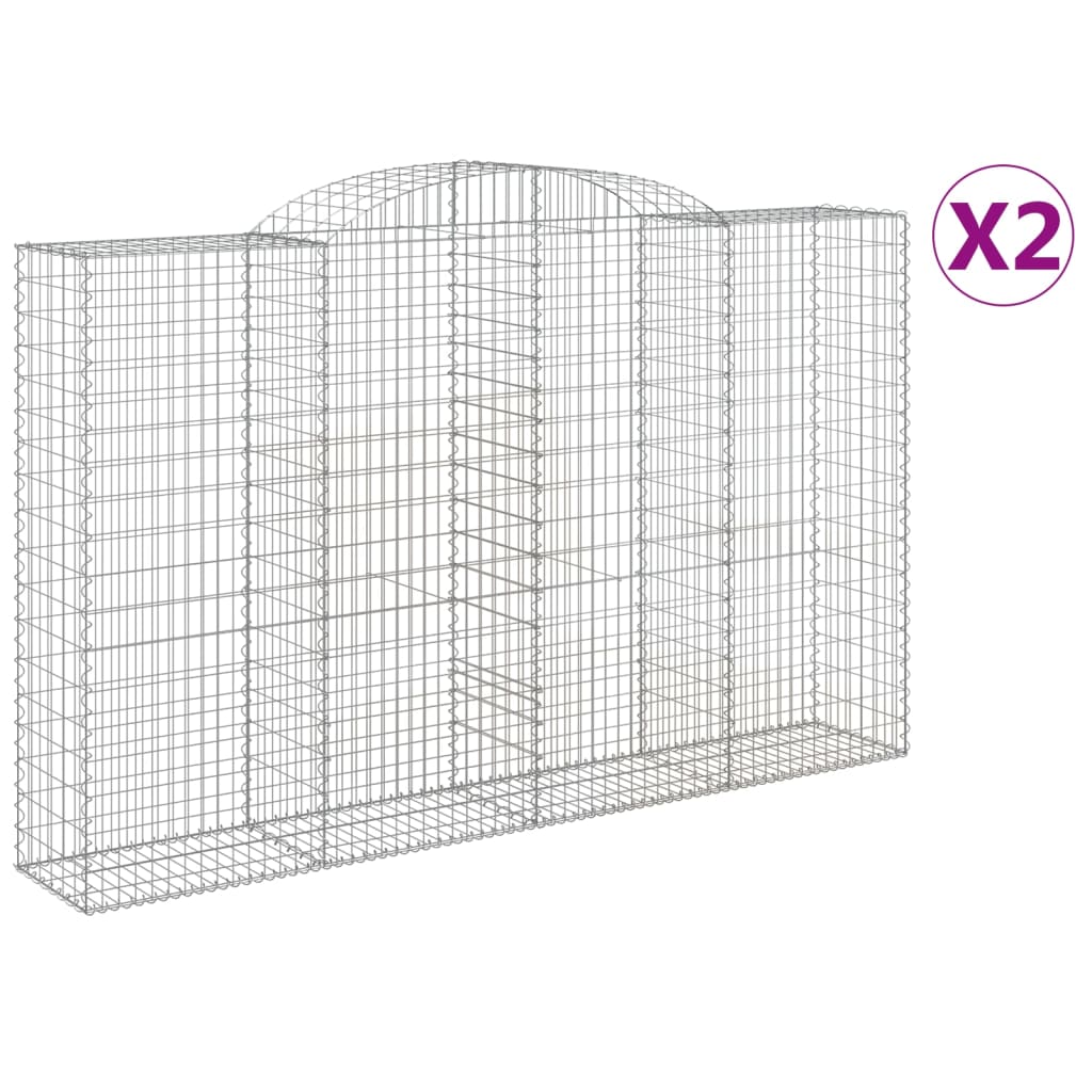 vidaXL Cestos gabião arqueados 2pcs 300x50x180/200cm ferro galvanizado