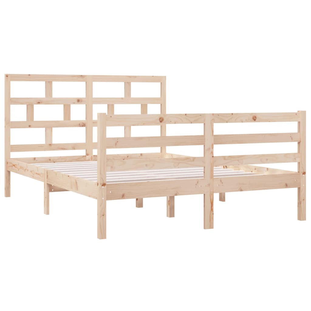 vidaXL Estrutura de cama casal 135x190 cm madeira maciça