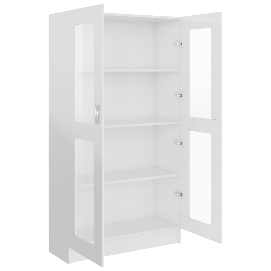 vidaXL Armário vitrine derivados de madeira branco brilhante