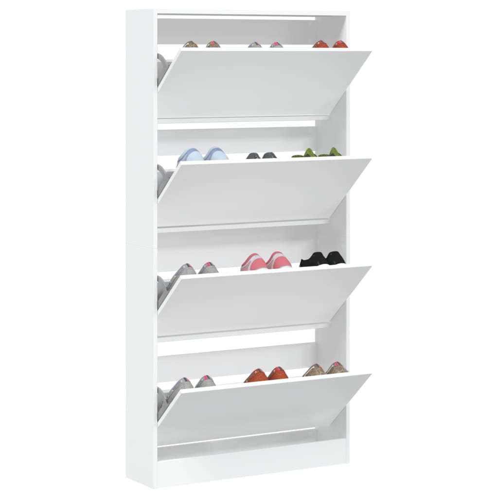 vidaXL Sapateira com 4 gavetas articuladas 80x21x163,5 cm branco