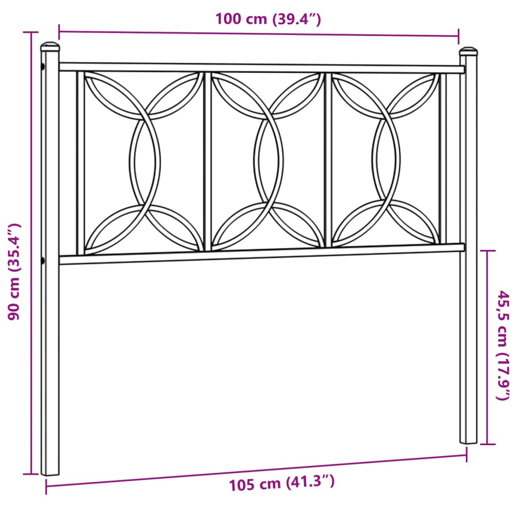 vidaXL Cabeceira de cama 100 cm metal branco