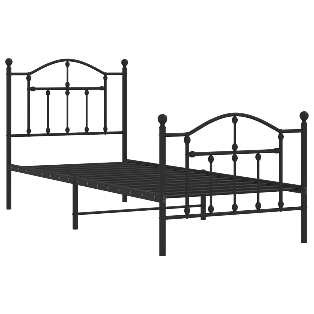 vidaXL Estrutura de cama com cabeceira e pés 90x200 cm metal preto