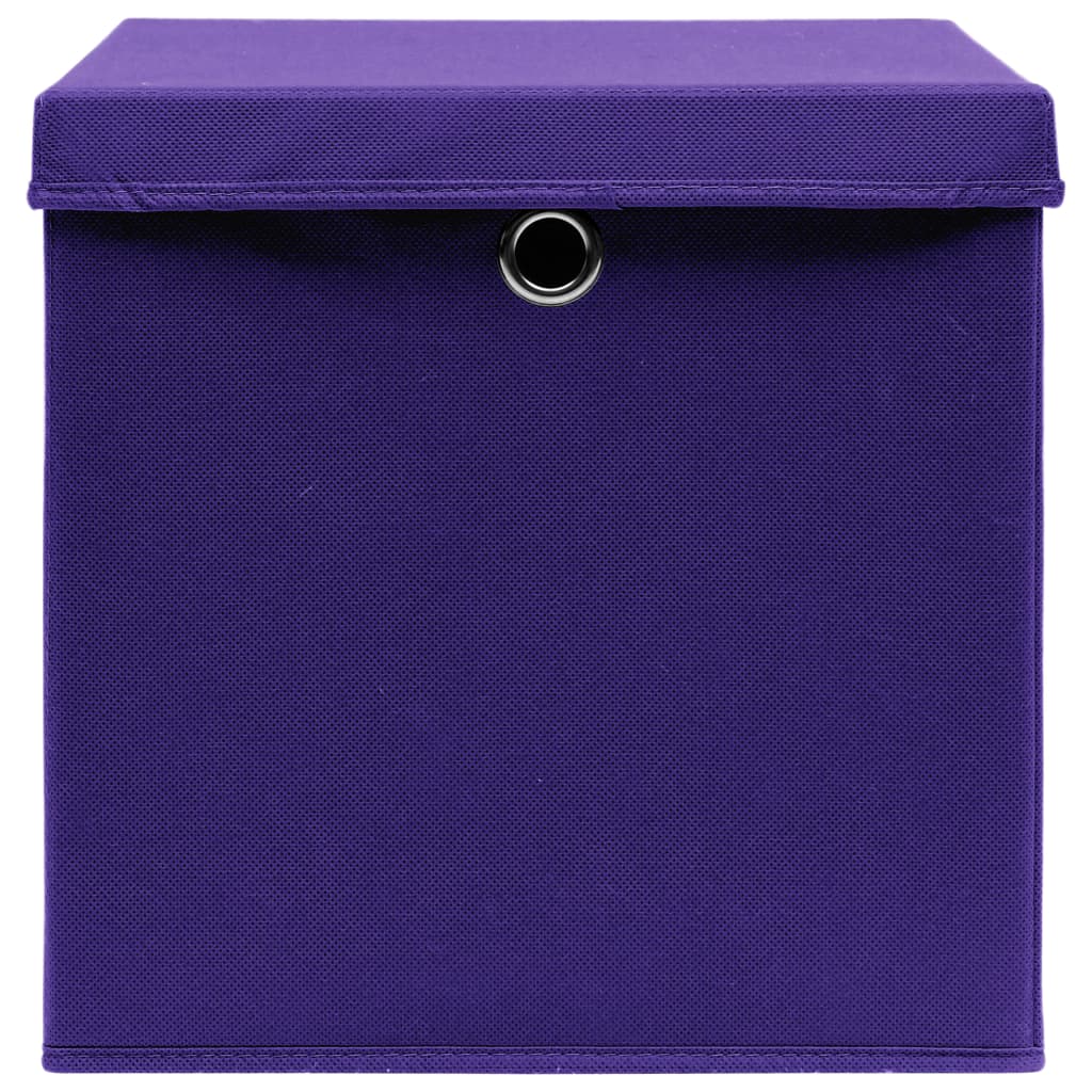 vidaXL Caixas de arrumação com tampas 4 pcs 32x32x32 cm tecido roxo