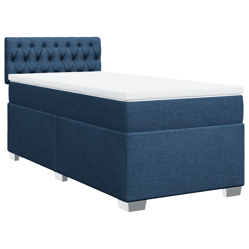 vidaXL Cama com molas/colchão 90x190 cm tecido azul