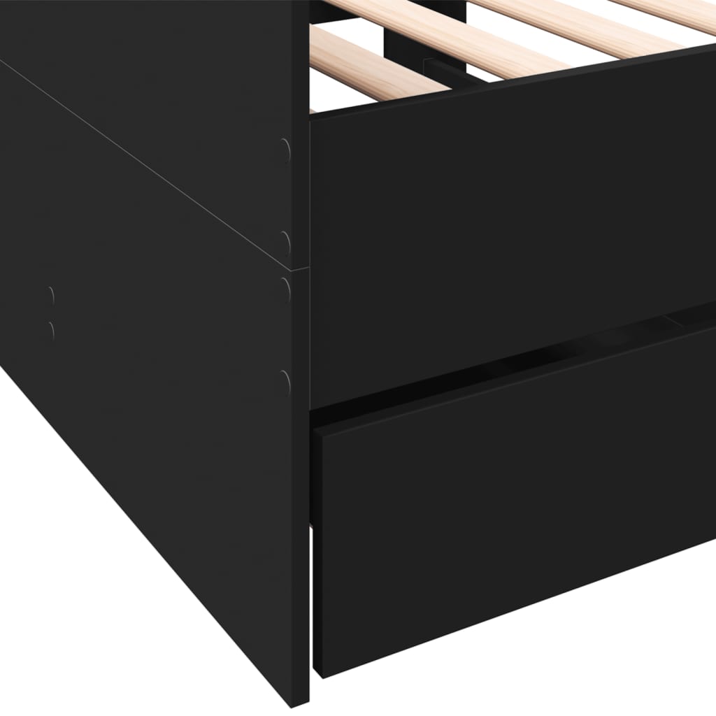 vidaXL Sofá-cama com gavetas sem colchão 75x190 cm preto