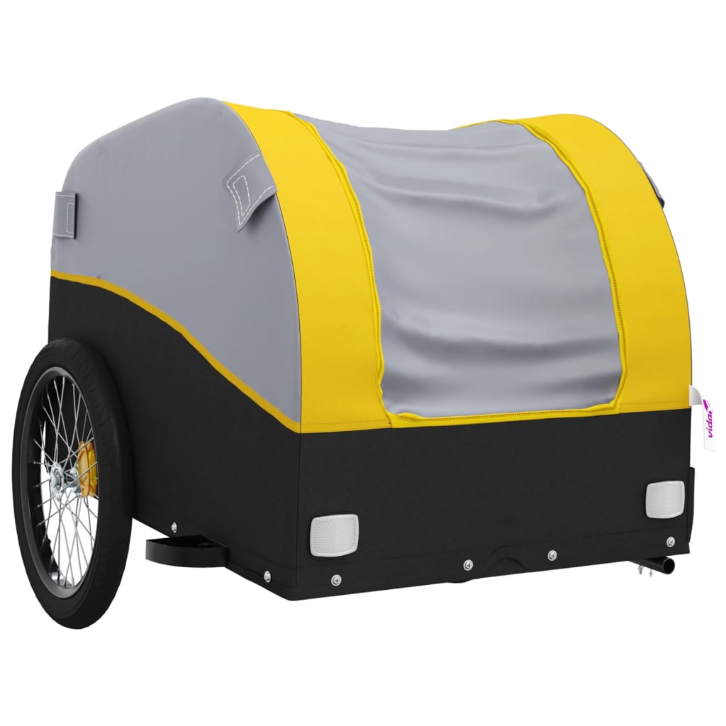 vidaXL Reboque para bicicleta 45 kg ferro preto e amarelo