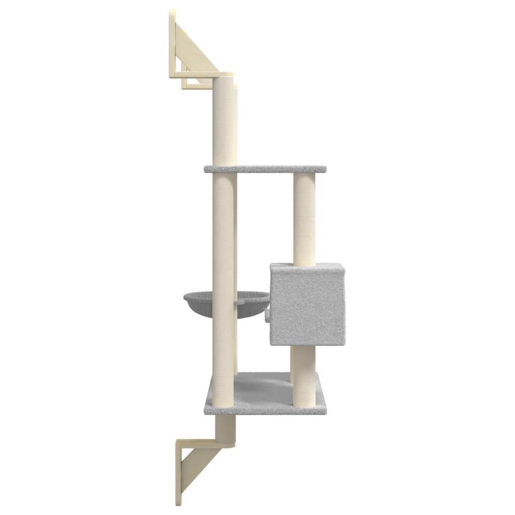 vidaXL Árvore parede p/ gatos c/ poste arranhador 153 cm cinza-claro