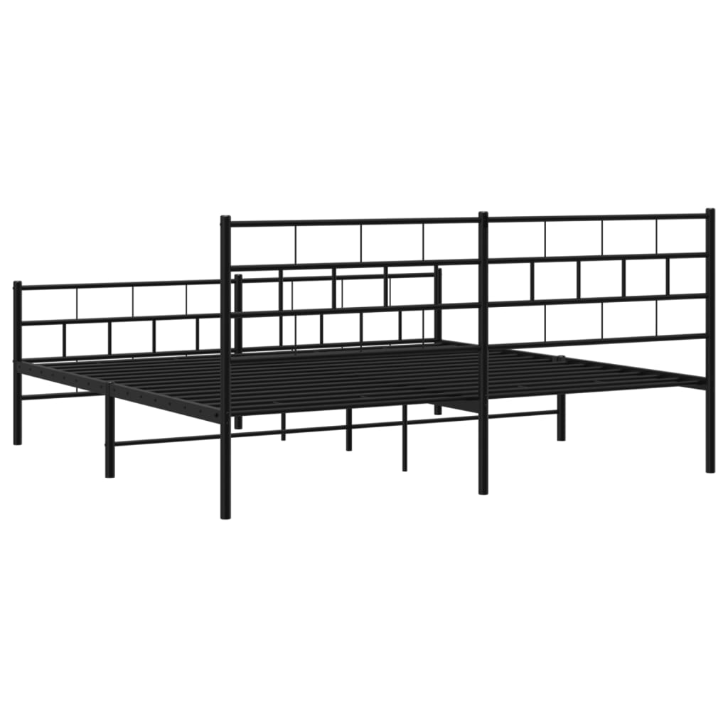 vidaXL Estrutura de cama com cabeceira e pés 183x213 cm metal preto