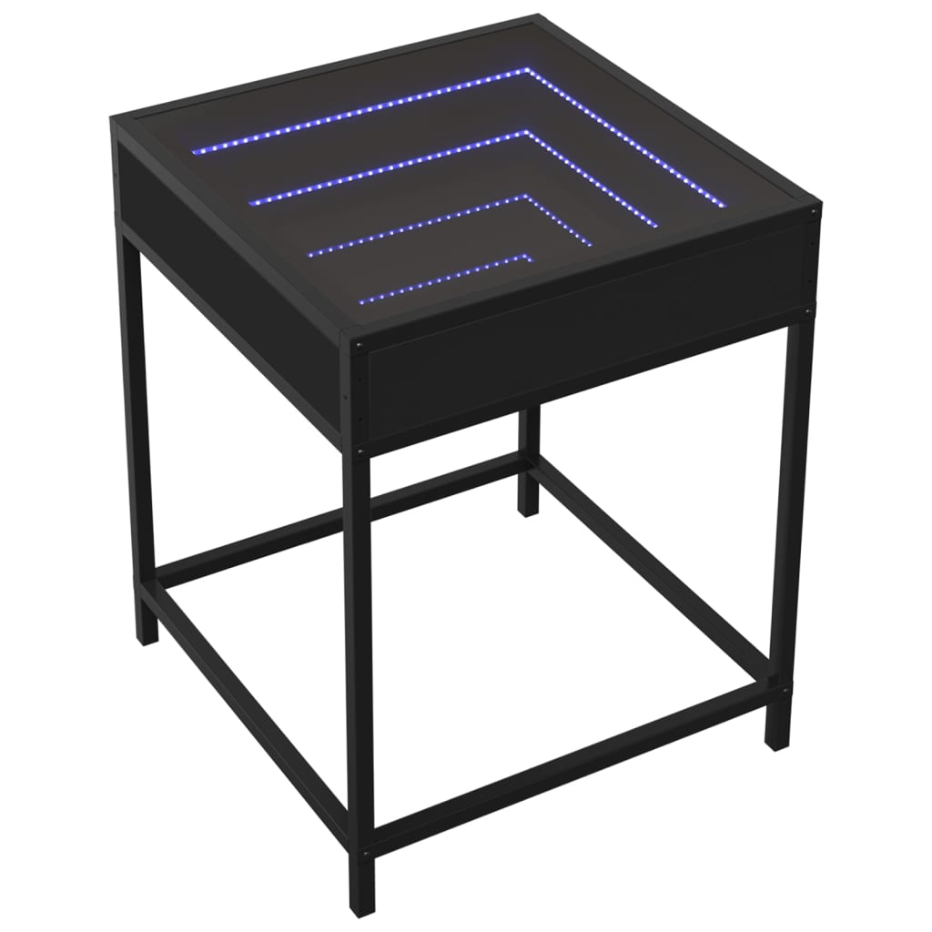 vidaXL Mesa de centro com luzes LED Infinity 40x40x51 cm preto