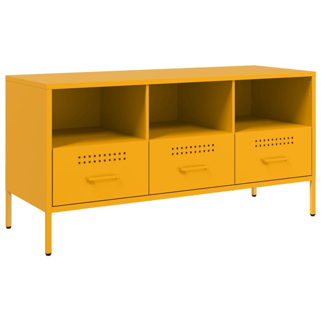 vidaXL Móvel de TV 100,5x39x50,5 cm aço amarelo mostarda