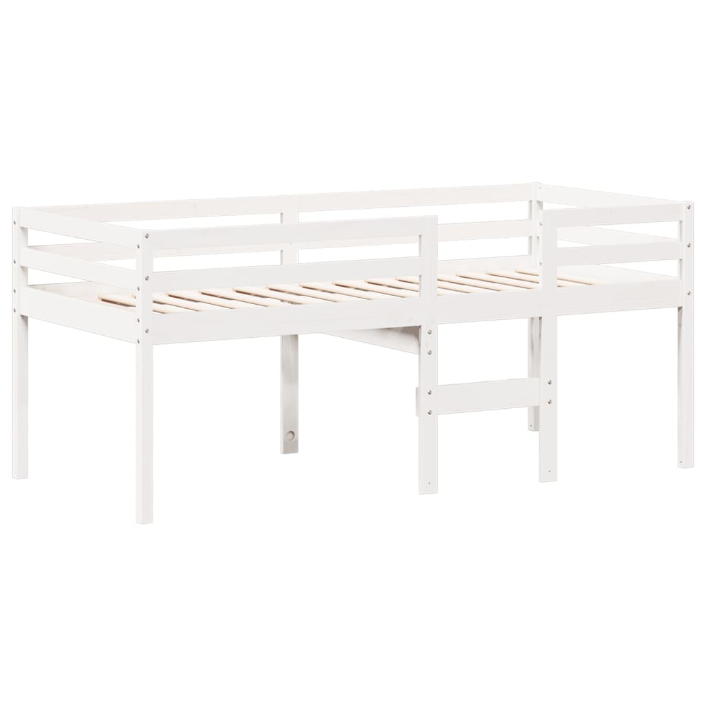 vidaXL Cama alta com telhado 75x190 cm pinho maciço branco