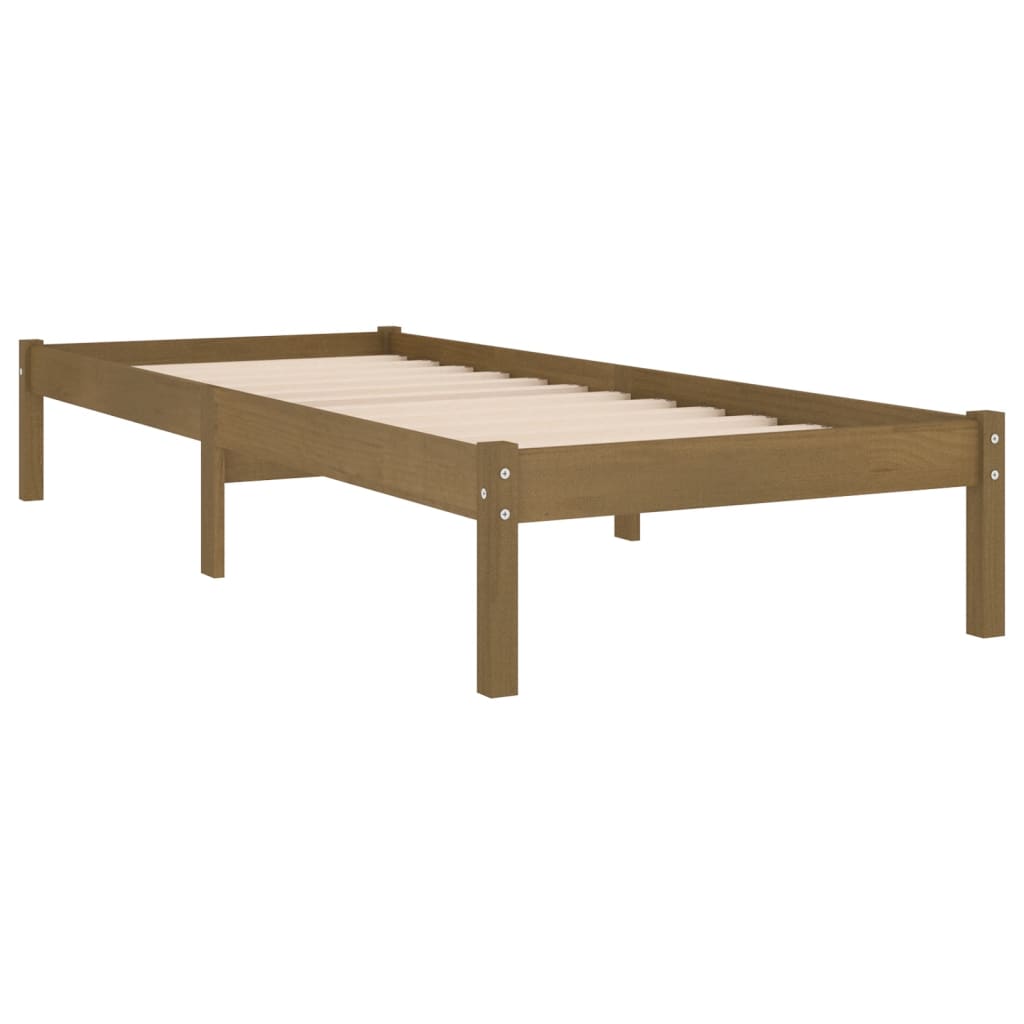 vidaXL Estrutura de cama 90x200 cm pinho maciço castanho mel