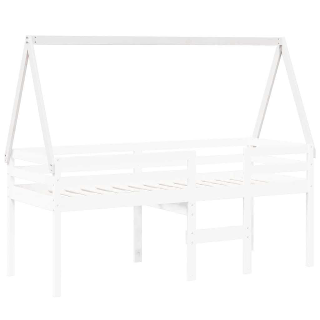 vidaXL Telhado de cama infantil 203x80,5x142 cm pinho maciço branco