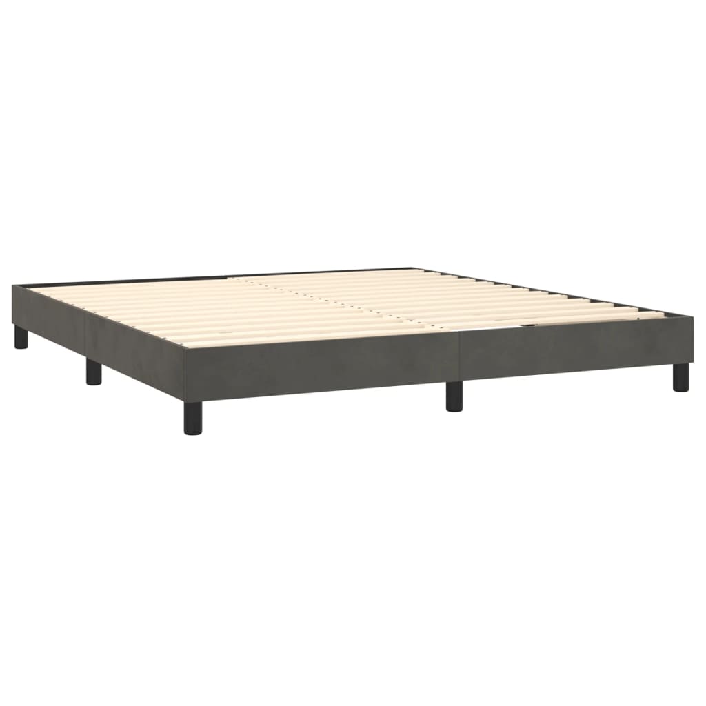 vidaXL Cama box spring c/ colchão/LED 180x200cm veludo cinzento-escuro