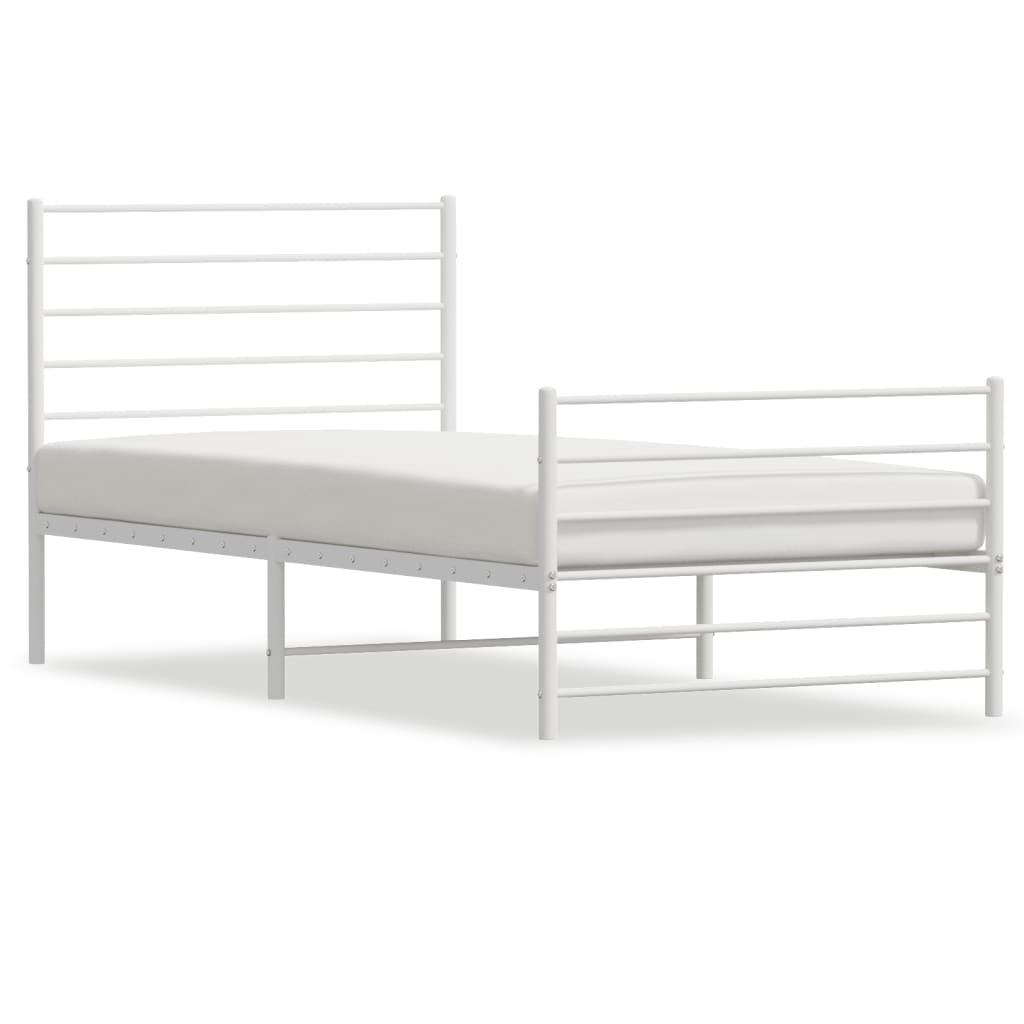 vidaXL Estrutura de cama com cabeceira e pés 90x200 cm metal branco