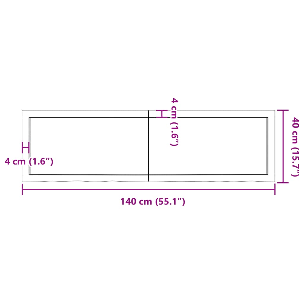 vidaXL Bancada p/ WC 140x40x(2-4)cm madeira tratada maciça castanho