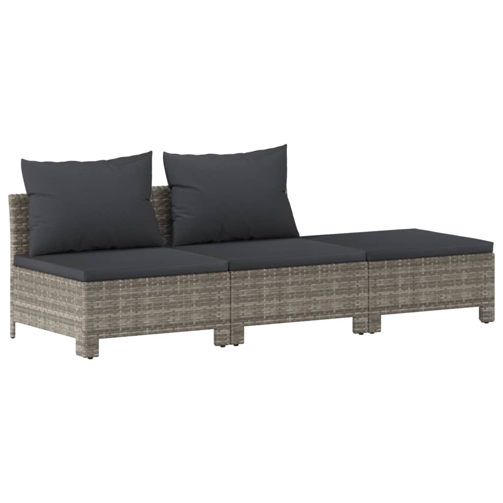 vidaXL 7 pcs conjunto lounge de jardim c/ almofadões vime PE cinzento