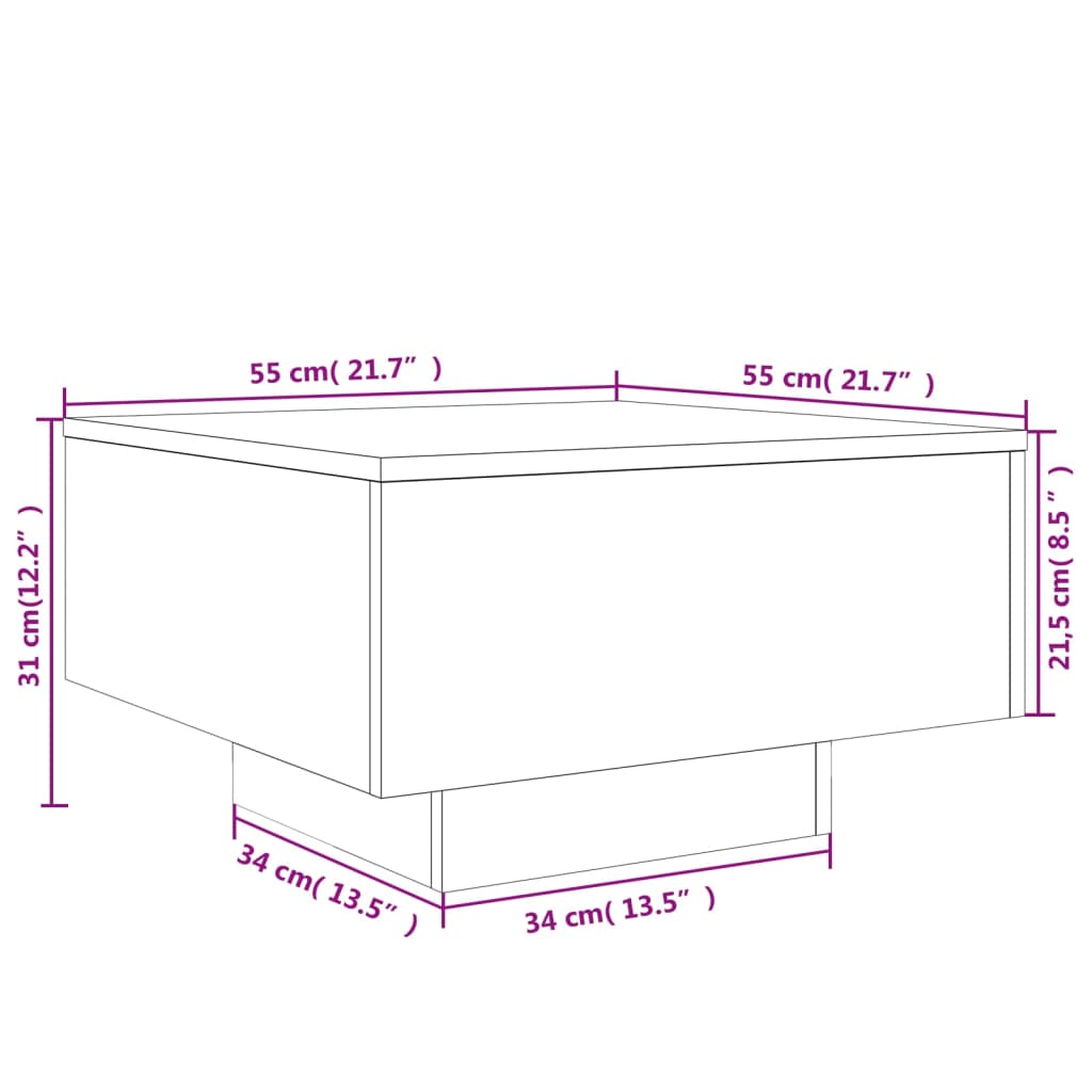 vidaXL Mesa de centro 55x55x31 cm derivados de madeira preto