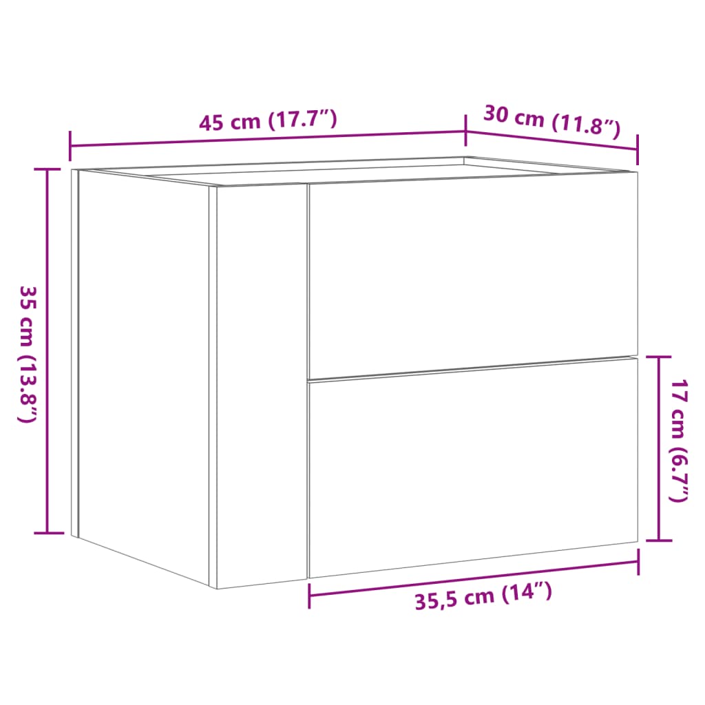 vidaXL Mesas de cabeceira de parede 2 pcs 45x30x35 cm branco