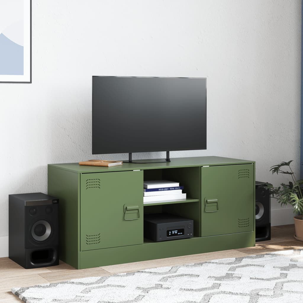 vidaXL Móvel de TV 99x39x44 aço verde azeitona