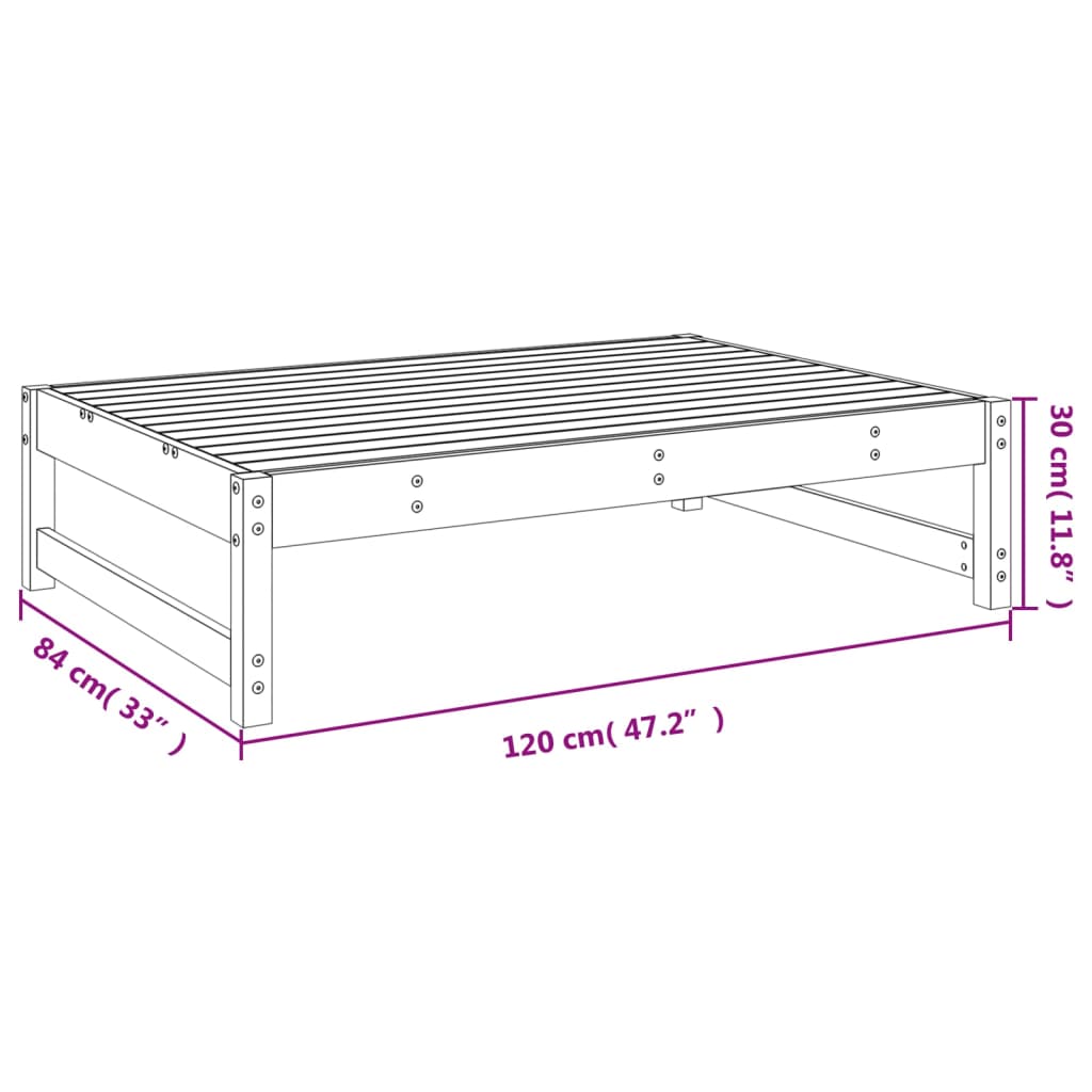 vidaXL Apoio de pés para jardim 120x80 cm pinho maciço