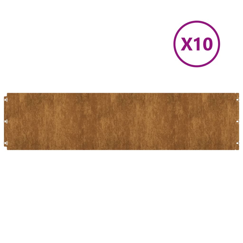 vidaXL Bordas de relvado 10 pcs 25x103 cm aço corten flexível