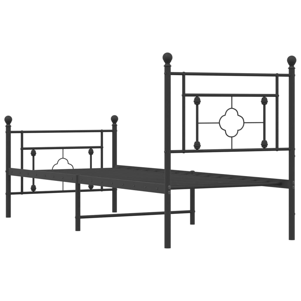 vidaXL Estrutura de cama com cabeceira e pés 80x200 cm metal preto