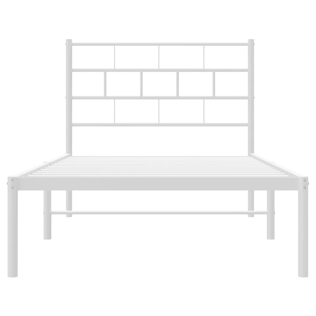 vidaXL Estrutura de cama com cabeceira 100x190 cm metal branco