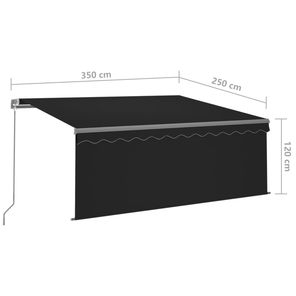 vidaXL Toldo retrátil manual com estore 3,5x2,5 m antracite